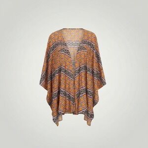 Zara Kimono Top Women Medium Orange Pink Geometric Boho Retro Beachwear Layering